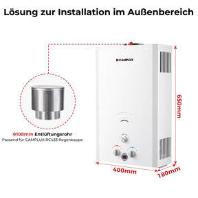 Camplux BW422GR Großartig Gasdurchlauferhitzer