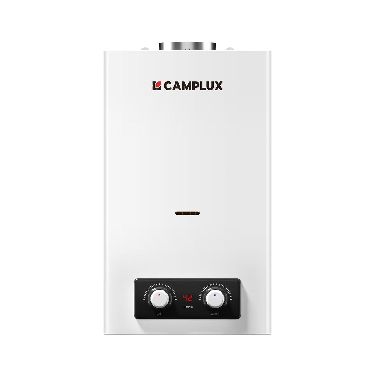 CAMPLUX 10 Liter Gasdurchlauferhitzer Indoor, BY264-DE Gastherme für Küchen-/Balkoninstallation, 50mbar, LPG, 3V, 20kW [Energieklasse A]