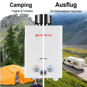 Camplux BW158C Tankless Gasdurchlauferhitzer mit Regenkappe, 6L Outdoor Instant Gasdusche für Pferde/Camping/RV Reise